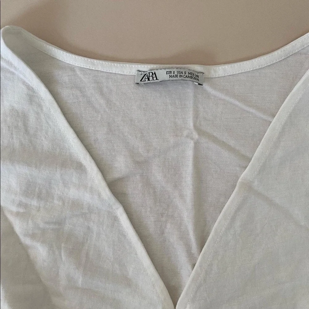 Zara tie front linen look top - size small - Picture 2 of 5